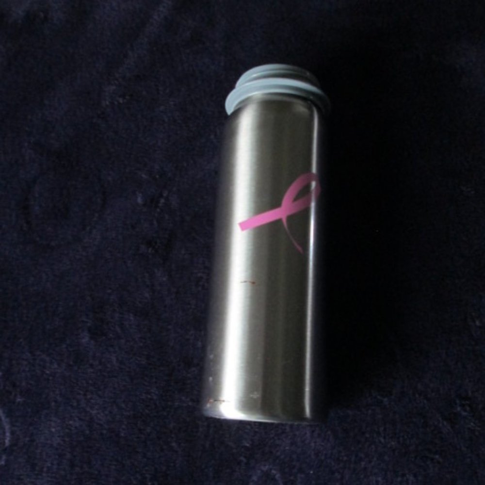 Breast Cancer Ribbon Stainless Steel Water Bottle Flip Straw Handle 20oz